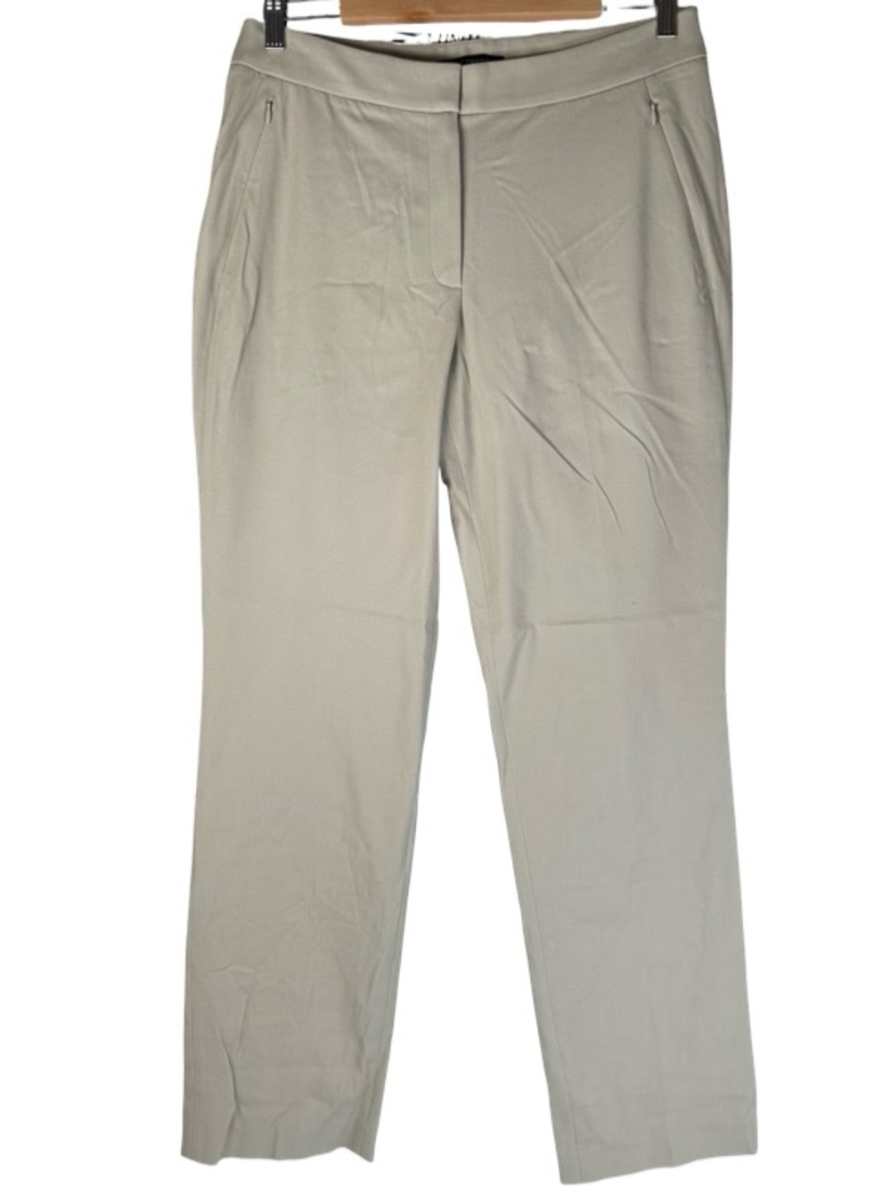 Elie Tahari Leena Khaki Tan Straight Leg Tailored Trouser Pants Size 10 NWT
